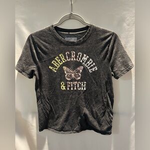 Abercrombie & Fitch Kids Black T-Shirt with Butterfly Design - size 11/12
